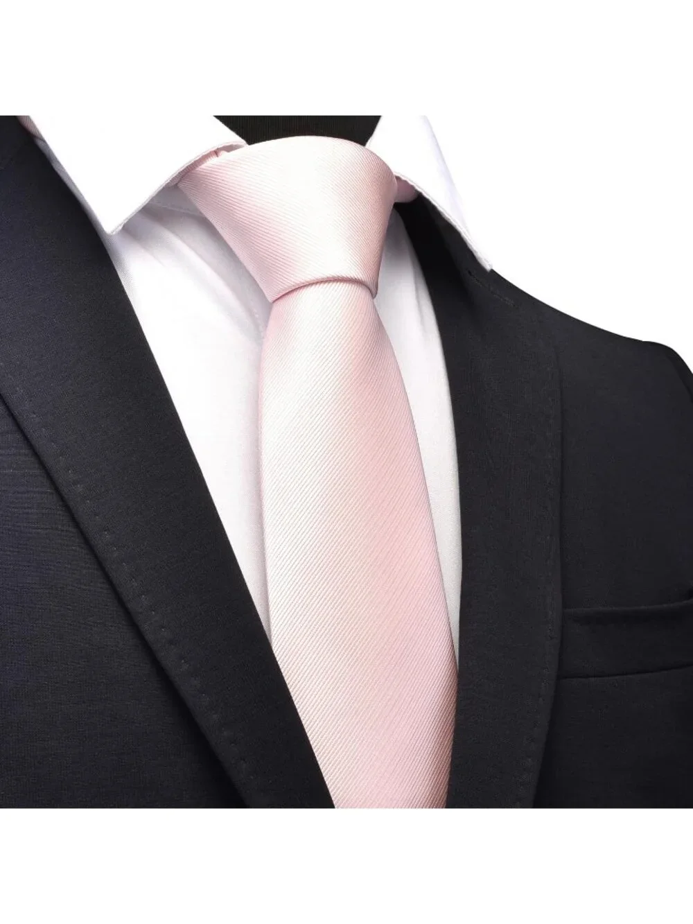 Mens Blush Pink Solid Twill Textured Woven Silk Formal Necktie For Wedding Dress